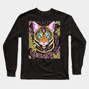 Ocelot Wild Cat Abstract Digital Art Long Sleeve T-Shirt